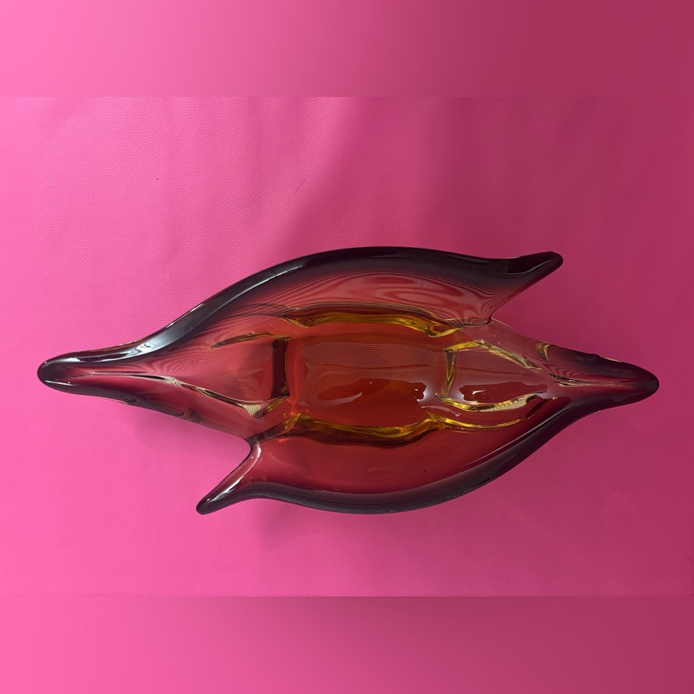 Mcm Amber Glass Decorative Bowl
